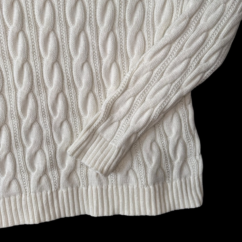 Lands’ End Drifter White Cable Knit Sweater Youth L (14–16) - Picture 5 of 16